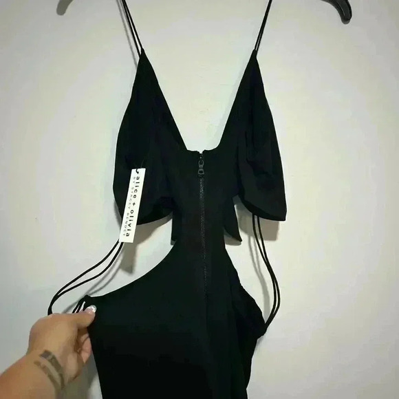 Alice + Olivia Womens Havana Cut-Out Front Tie Wide Leg Jumpsuit Size 10  NWT - Picture 6 of 6